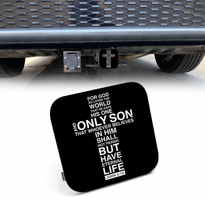 Beabes Christian Cross Hitch Tube Cover 2 Inch Holy Bible Verse Faith Cross Rubber Receiver Tube Hitch Plug for Cars, Square Hitch Box Cover Towing Hitch Plug Covers for Trucks - Image 1